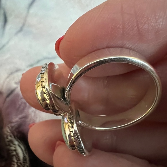 ❤️ Golden Hills Turquoise Palomino Variscite 925 By-Pass Ring Adj 7 Navajo - Picture 10 of 12